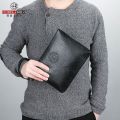 Men's Handbag Soft Authentic Leather Tactile Feel Large Capacity Clutch Casual Clutch Men's Wallet Envelope Package Fashion.
