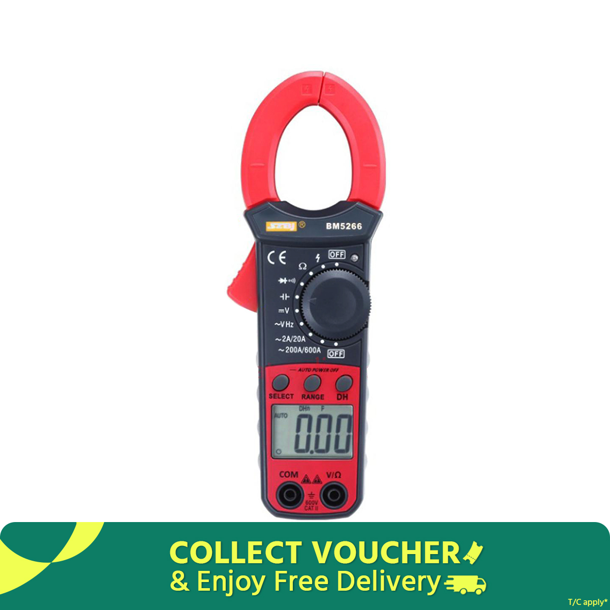 BM5266 Handheld Digital Clamp Meter Multimeter 1999 Count AC/DC Volt Amp Ohm Capacitance Phase Diode Megger Tester Ammeter - multimeter