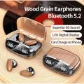 M35 Tws Wood Grain Bluetooth Earphone Led Display 9D Stereo Sound Music Headphone Wireless Earbuds Touch Control Sport Earphone With Mic - Bluetooth Headphone. 