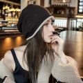 Women Winter Hat Knitted Elastic Thick Warm Winter Hat Soft Cold Resistant No Brim Beanie Baggy Lady Cap.