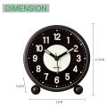 Alarm Clock Luminous 4 inchRound Silent Analog Table Clock Non-Ticking,Battery Operated with Loud Alarm for Bedroom.
