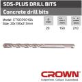 CROWN 20x150x210mm SDS-plus Drill Bit for Concrete Model: CTSDP0019A - Kings Trading. 