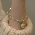 Fashionable Exquisite Trendy Green Imitation Jade Beaded Bracelet For Women Elegant Sweet Court Style Banquet Daily Jewelry.