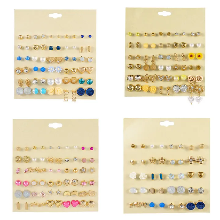 Multi%20Element%20Flower%20Alloy%20Studded%20Earring%20Set%20Fashionable%2030%20Pairs%20Of%20Earrings%20Geometry%20-%20Image%202