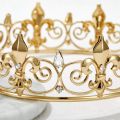 (NEW)OIMG Royal King Crown For Men - Metal Prince Crowns And Tiaras Full Round Birthday Party Hatsmedieval Accessories Gold.