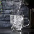 Set of 2 Clear Double Wall Borosilicate Mugs - 250ml Insulated, Heat Resistant, Lightweight, Perfect for Coffee, Tea, and Other Beverages with Closed Handle.. 