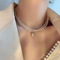 Trendy Double Layer Pearl Necklaces for Girls Choker Simple Stylish - Fashionable Necklace for Women New Collection Party Gift Jewelry.