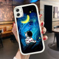 Hontinga for Samsung A05 A05S Back Cover PU Leather Moon Astronaut Phone Case Soft Silicone Edge Mobile Cover. 