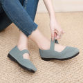 Slip-on Summer New Hole Mom Shoes Soft Bottom Soft Surface Breathable Lightweight Comfortable Hollow Lazy Flat Sandals.