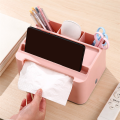 1 PCS Tissue Storage Box, Study Table Organizer with Draw, Remote Holder Tissue Case, Plastic Tissue Case with Stationary Organizer Tray B. 