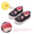Purrfectly Cute Toddler Cartoon Cat Canvas Sneakers for Girls - Casual Slip-on Loafers Shoes and Flats for Little Kids 1-4 Years.