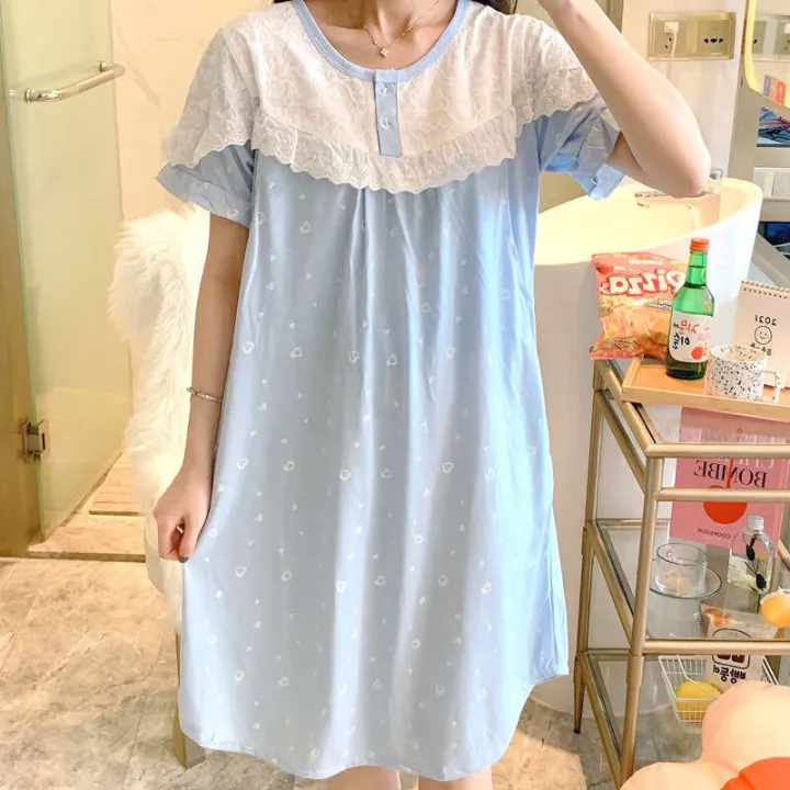 Summer%20maternity%20cotton%20postpartum%20confinement%20gown%20nursing%20nightgown%20summer%20pregnancy%20period%20breastfeeding%20outside%20-%20Image%202