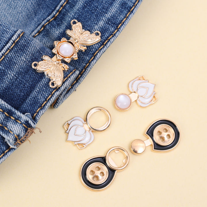 1/5/10Pairs New Sewing-free Metal Butterflies Button Skirt Pants Waist Adjustment Buckle Clothing Decoration Accessories