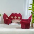 3+1+1 Turkey Sits Furniture Protective wooden model Sofa Cover Maroon Color.