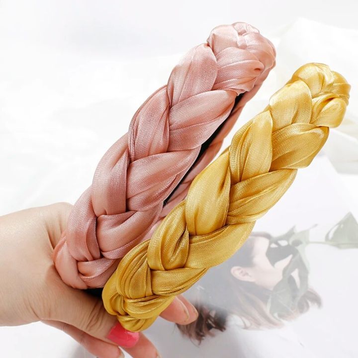 Trendy%20Solid%20Color%20Silk%20Width%20Cross%20Braid%20Hair%20Accessories%20Hair%20Hoop%20Temperament%20Adult%20Hair%20Bands%20for%20Women%20Hairband%20Headwear%20-%20Image%203