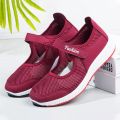 Spring and Summer Old Beijing Cloth Shoes Female Middle-Aged and Elderly Walking Shoes Non-Slip Breathable Mom Shoes Flat Sandals Breathable Mesh Shoes.