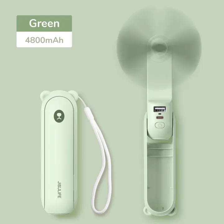 JISULIFE F8X Mini Fan Portable Fan 4800mAh Rechargeable Fan with Power Bank and Flashlight Function