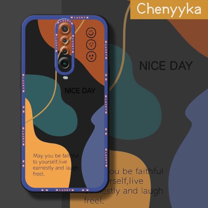 Chenyyka Case For Xiaomi Poco X2 Case Fashion Tide Nice Day Word Thin Shockproof Square Edge Silicone TPU Casing Full Lens Cover Camera Protect Cases Soft Case