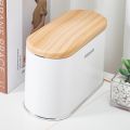 Mini Wood Grain Trash Can With Lid Desktop Waste Bins Kitchen Trash Bin Bedroom Office Wastebasket Dustbins Sundries Barrel Box. 