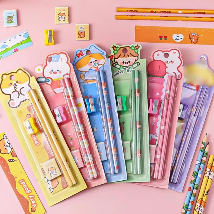 Cartoon%20Theme%20Pencil%20Set%20Fun%20Cute%20Design%20Kawaii%20Stationery%20Set%205pcs%20Set%20Packaged%20Set%20Cartoon%20Stationery%20for%20Children%20Students%20-%20Image%202