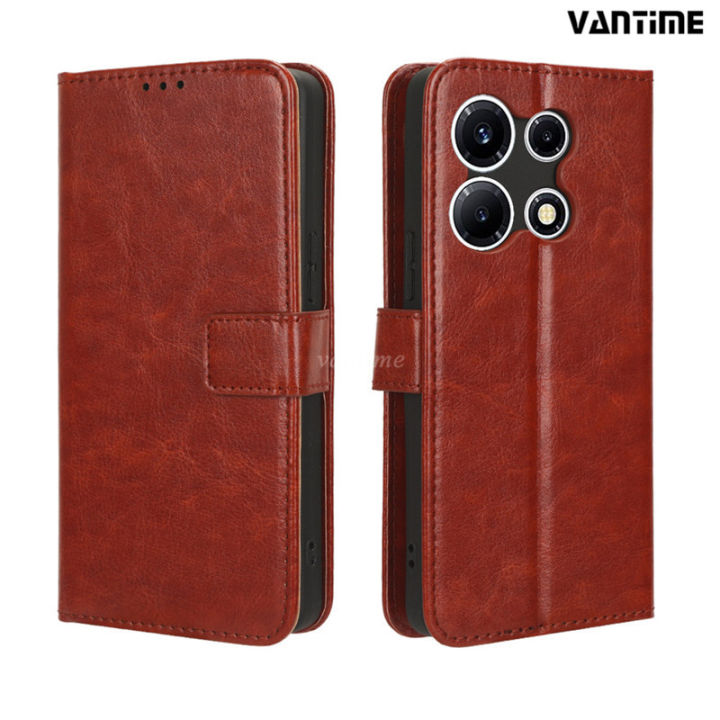 Vantime for Infinix Note 30 VIP Retro Crazy-horse Wallet Case Cards Holder Flip Cover