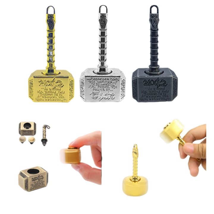 Interesting Metal Warhammer Fidget Spinner The Mighty Mjolnir Keychain Decoration Children Adult Stress Relief Fingertip Toy