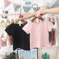 Children Tops Summer Girls Baby Bow Solid Color T-Shirts.