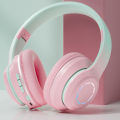 Wireless Headphones HiFi Stereo Over Ear Headphones Colorful Lighting Headset For Travel Office Cell Phone PC.