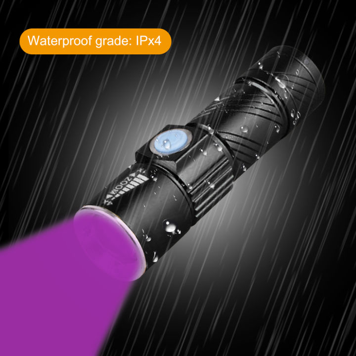 365nm%20UV%20Lamp%20USB%20Rechargeable%20Ultraviolet%20Flashlight%203%20Mode%20Powerful%20Mini%20UV%20LED%20Torch%20Telescopic%20Zoomable%20UV%20Light%20Blacklight%20-%20Image%204
