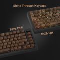 136 Keys Wood Grain Shine Through Keycaps Dye Sub Side Print PBT Keycaps Cherry Profile for Cherry Gateron MX Switch Keyboard. 