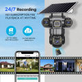 SOLAR 4G SIM V380pro 2 CAMERS 2 Lens With 3 Mobile Screens Solar 6MP 4G SIM Card Camera PTZ Security with 8W Solar Panel 8000mAh Battery for Home Safety. 