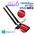 1800Mbps Wifi 6 MT7921 PCI Express Wireless Adapter Bluetooth 5.2 Dual Band 802.11AX/AC Wi-fi Network Card Windows 10 11. 