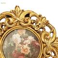 Resin Photo Frame Tabletop or Wall Display Decors, Hand Carved Floral Picture Frame with Easel Stand and Hook for Hallway, Bedroom, Wall Decor.