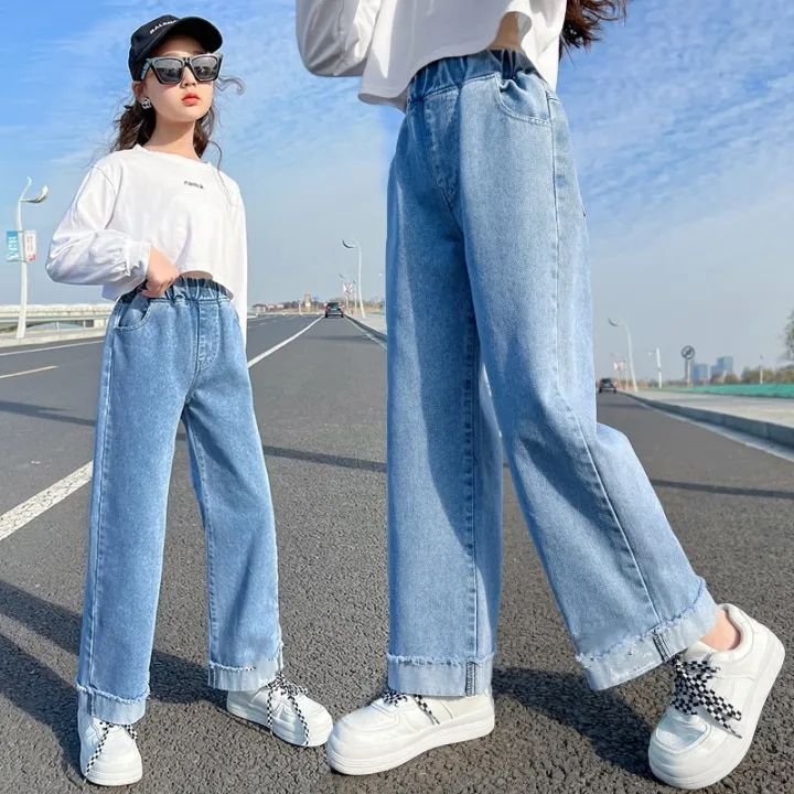 Girls'%20jeans,%20wide-leg%20pants,%20spring%20and%20autumn%20new%20children's%20clothes,%20fashionable%20loose%20long%20pants,%20medium%20and%20large%20children's%20straight%20pants%20-%20Image%202