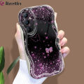 Jizetin for Realme C65 Back Cover Pink Purple Glitter Cream Wavy Edge Soft Silicone Phone Case.
