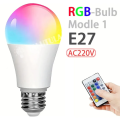 16 Colors RGB Bulb LED Multicolor Bulb E27 Base 220V Household Lighting Dimmable 24 Key Remote Control Atmosphere Neon Light.