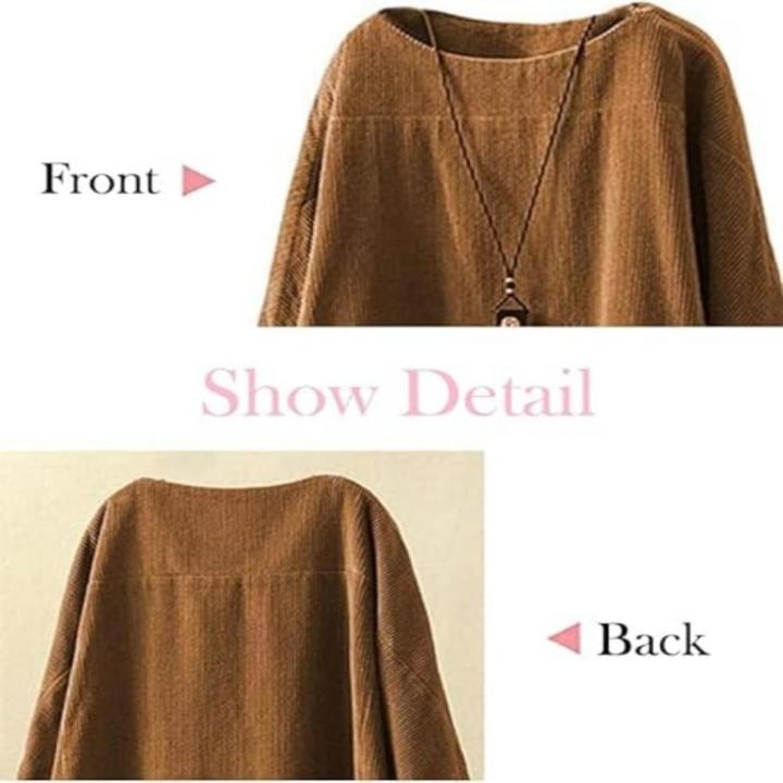 Versatile Tunic dress Fashionable Stylish Oversize Corduroy dress Comfortable With pockets Long sleeve dress for Casual wear dress Autumn/winter fashion Women's fashion Day-to-night outfit