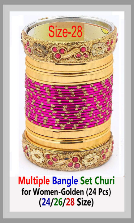 Multiple%C2%A0Bangle%C2%A0Set%C2%A0Churi%C2%A0for%C2%A0Women-Golden%C2%A0(24%C2%A0Pcs)%20-%20Image%202