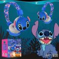 New Disney Stitch Bluetooth Headphones AH-906 Wireless Earbuds HIFI Sound Foldable Headsets with Mic Anime Cartoon Kids Gifts. 