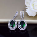 【Beiver Jewelry Store 】Stunning Turkish Red Big Oval Cubic Zirconia Stone Drop Earrings Women Wedding Jewelry Accessories E125.