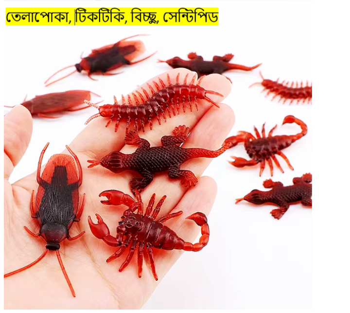 Prank Funny Trick Joke Toys Special Lifelike Model Simulation Fake Rubber Cockroach Cock Roach Bug Roaches Toy Pack Of 4