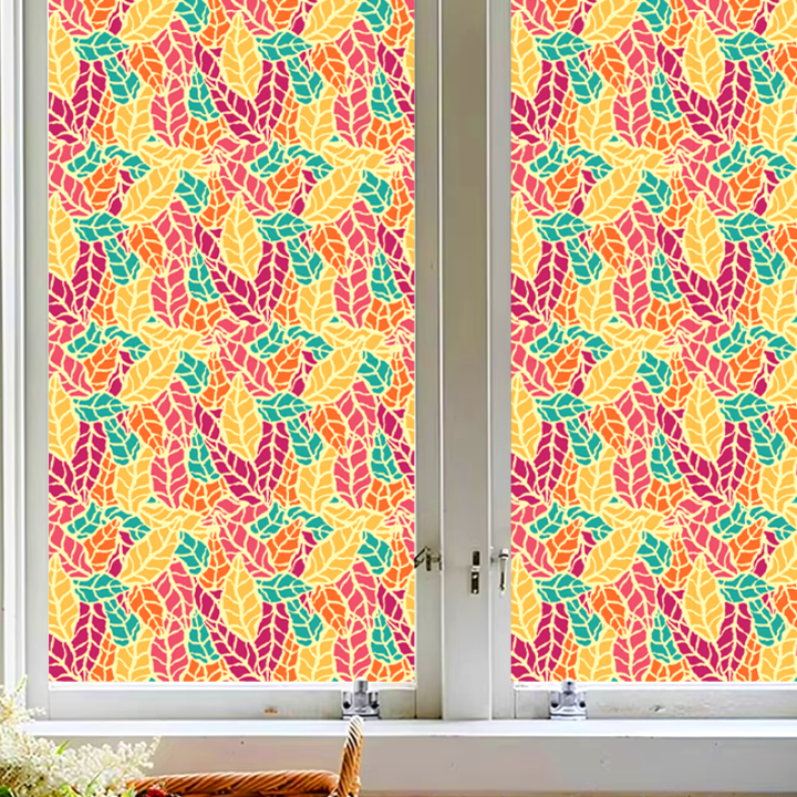 Window Stickers Color Colorfull Leaf Window Sticker for Bedroom Living Room Bathroom Kitchen ...
