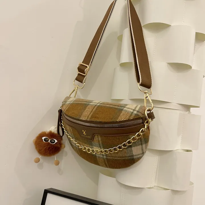 New%20Crossbody%20Bag%20Bag%20Women's%20Fashion%20Vintage%20Check%20Chest%20Bag%20Niche%20Design%20Shoulder%20Bag%20Compact%20Portable%20Crossbody%20Bag%20-%20Image%202