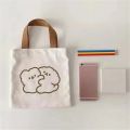 Women Little Canvas Handbag Cute Bear Simple Tote Cotton Cloth Bags Shopping Bag Lovely Grocery Totes Shoulder Bags For Girls.