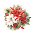 GC PVC Self-Adhesive Toilet Lid Stickers Waterproof Lightweight Christmas Flower Patterns Bathroom Toilet Seat Wall Sticker (30x30cm).