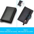 Carbon Fiber Rfid Blocking Protection Men id Credit Card Holder Wallet Leather Metal Business Bank CreditCard Cardholder Case.