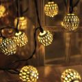 Golden Metal Ball Fairy Light, Metal Ball String Light - Fairy lights 20pcs string lights Party Wedding Decoration. 