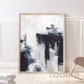 Blue and Grey Abstract Wall Art Prints Watercolor Brushstroke Art Painting Canvas Poster Modern Minimalist Wall Pictures Decor. 