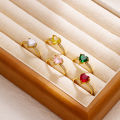 China Wholesale Stainless Steel Rings Gold Plated Heart Cubic Zirconia Stainless Steel Finger Rings For Women Jewelry. 