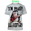 Crazy Penguin 3D printed T shirt short sleeve summer crime Penguin text print fashion unisex Harajuku style street T-shirt shirt. 